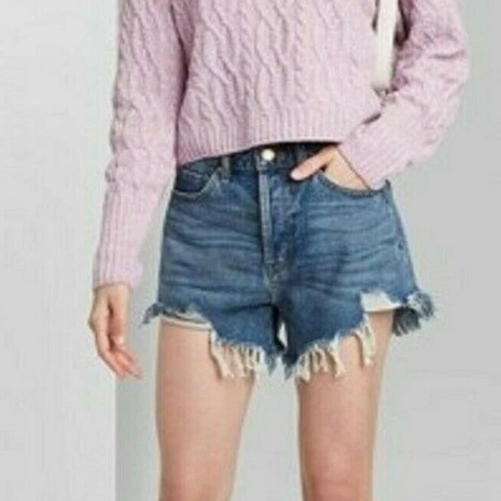 Wild Fable High Rise Distressed Blue Denim Shorts Size 8